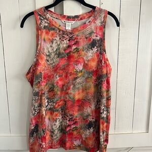 Athleta chi tank size L multi color blurred floral orange print